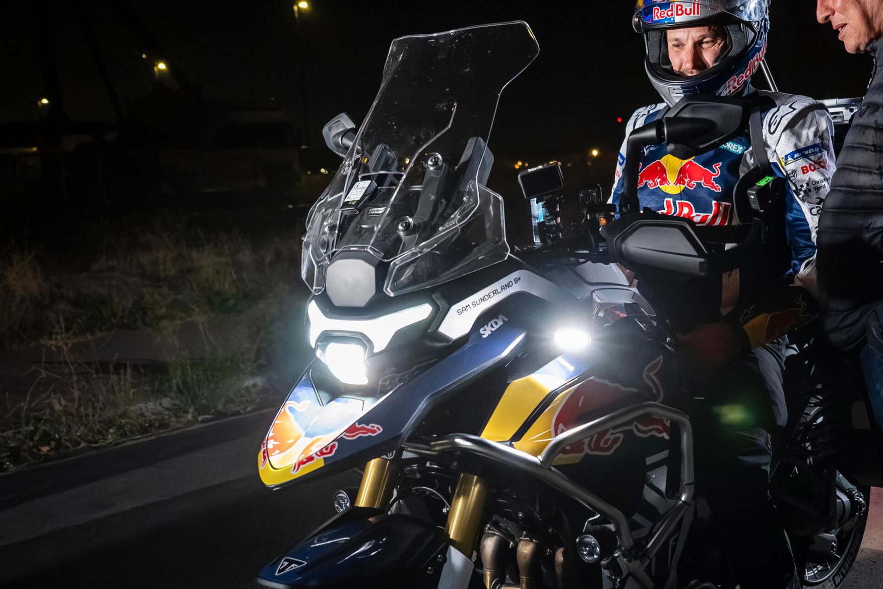 Triumph testing new front-radar Tiger 1200 Rally Explorer on Sam Sunderland's round-the-world ride