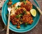 Kenji Morimoto’s gochujang corn fritters and oyster mushrooms with butter bean mash – recipes