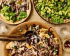 Sumac roast chicken and bread bake: Sami Tamimi’s fattet musakhan with cucumber avocado salad – recipe