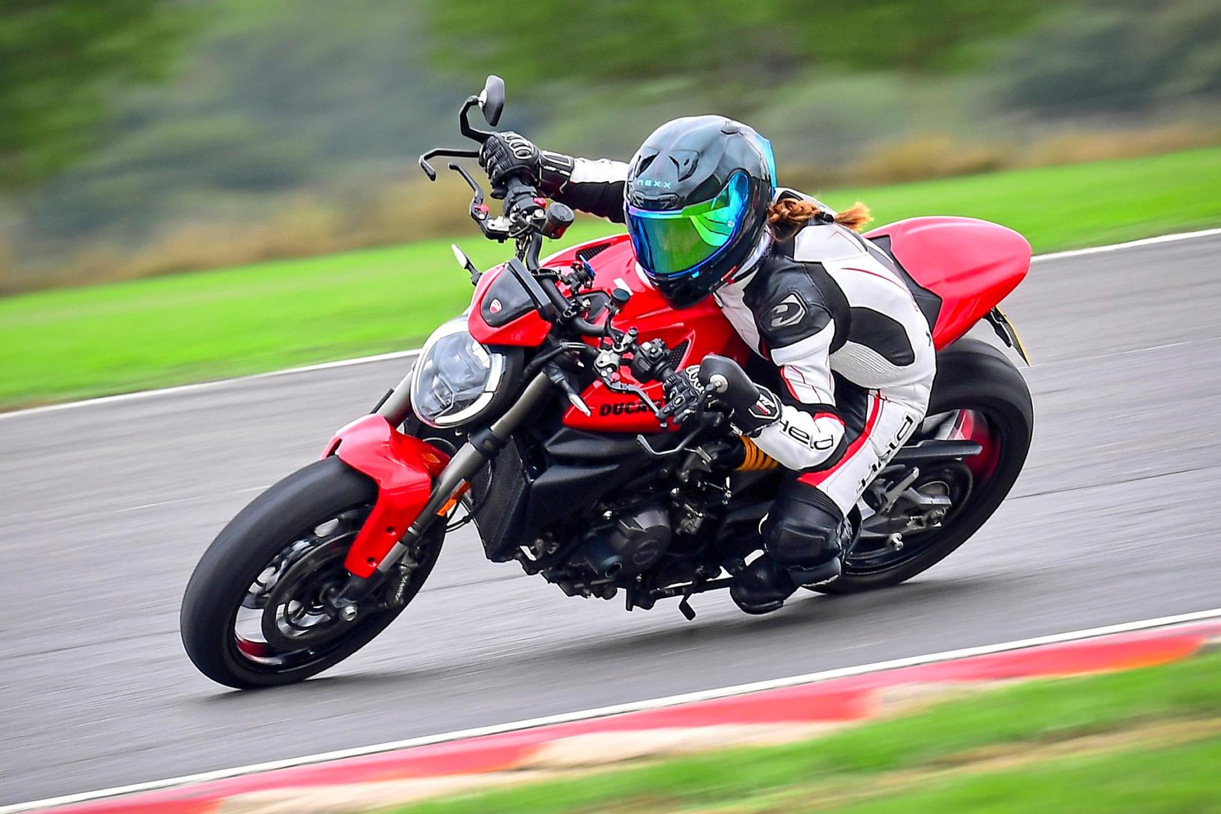 Monster unleashed: Charlotte puts the Ducati's sport mode to the test on track with MSV