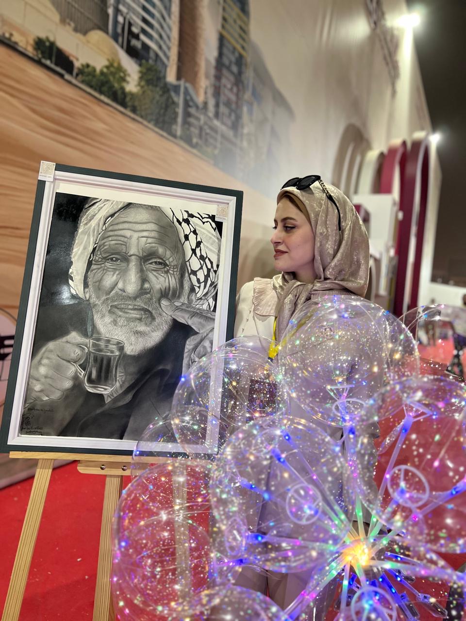 لوحتي في معرض بغداد الدولي للكتاب اللي اختيرت كافضل لوحة حيث تم اقتناءها من قبل المعرض